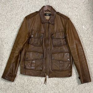 Ralph Lauren Double RL Tan Leather Field Jacket